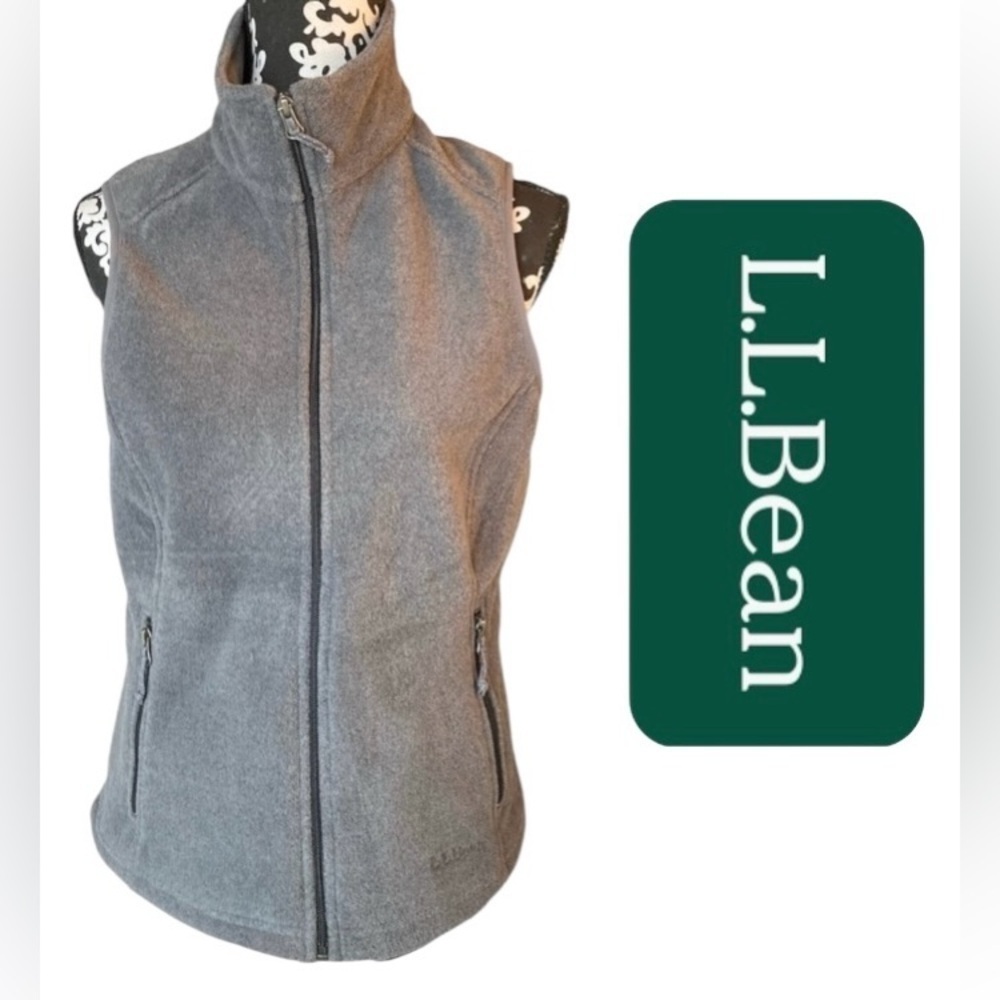 L.L. Bean Fleece Vest Women's XS Pockets Zipper Grey‎